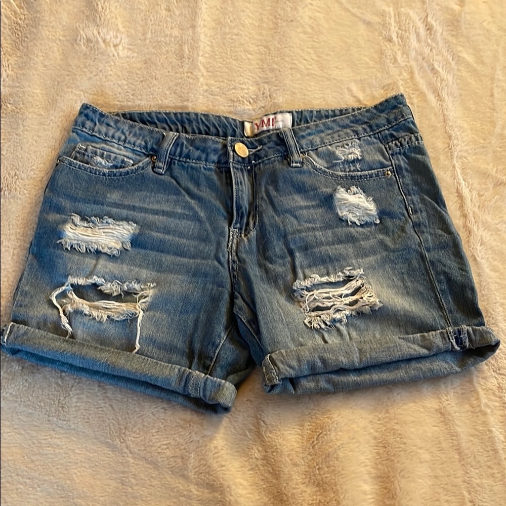 Distressed Blue Denim Shorts